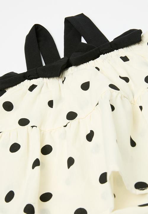 Pop Candy - Polka dot romper dress - black & neutral 
