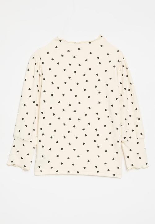 Pop Candy - Polka dot top - ecru & black