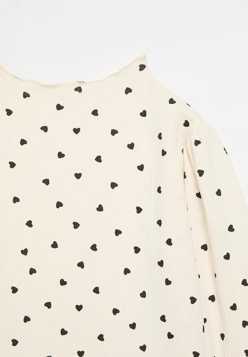Pop Candy - Polka dot top - ecru & black