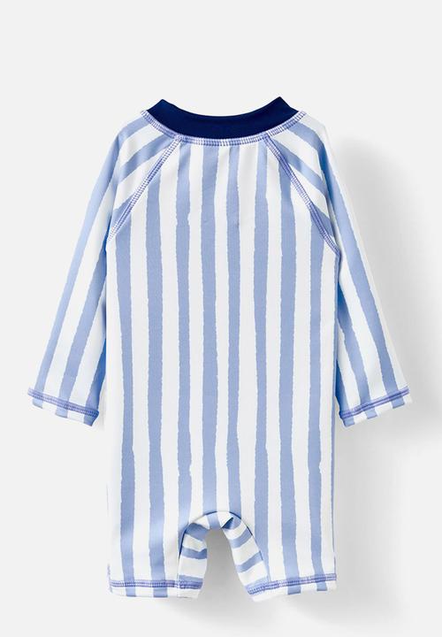 Cotton On - Cameron long sleeve swimsuit - dawn blue/vacances stripe