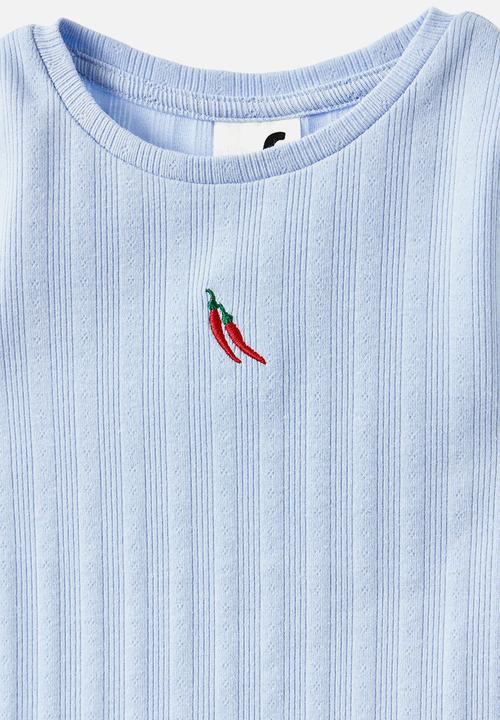 Cotton On - Raya baby tee - dawn blue/chillis