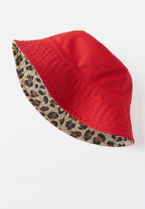 Cotton On - Kids reversible bucket hat - leopard print/choose kindness always