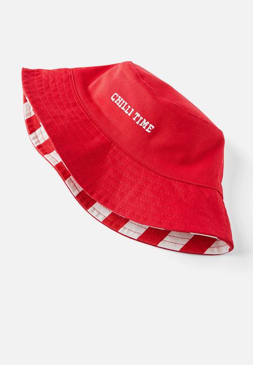 Cotton On - Kids Reversible Bucket Hat - Varsity Red/Chilli Time