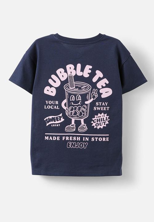 Cotton On - Poppy short sleeve graphic print tee - squid ink/bubble tea