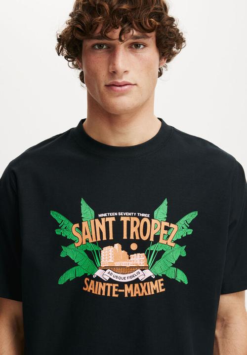 Cotton On - Cropped fit graphic t-shirt - black/saint tropez