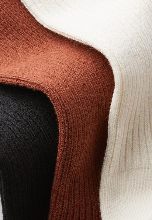 Cotton On - 3 Pack Easy Socks - Black/Bone/Clay