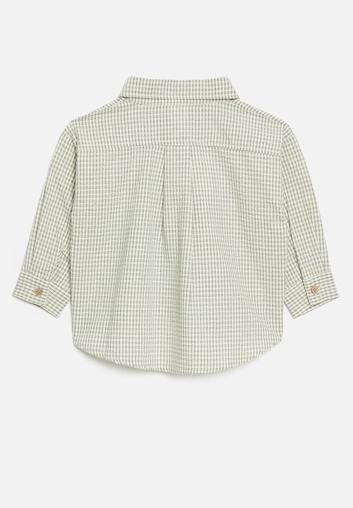 Pop Candy - Check overshirt - brown & ecru