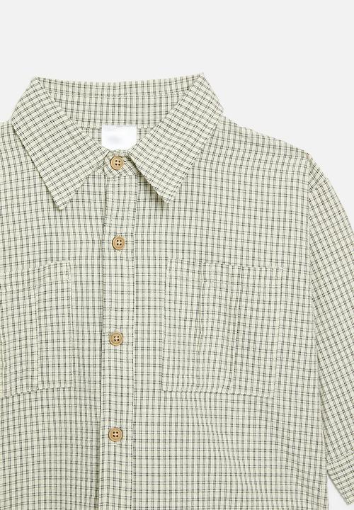 Pop Candy - Check overshirt - brown & ecru