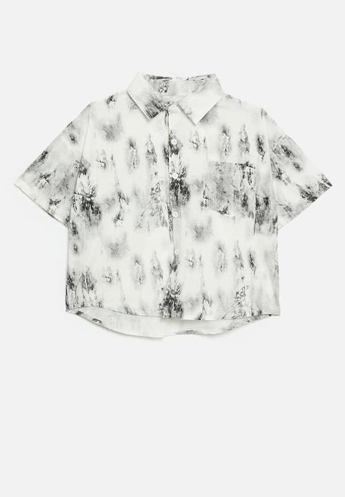 Pop Candy - Tie dye button shirt - black & white