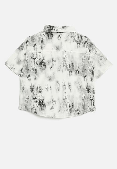 Pop Candy - Tie dye button shirt - black & white