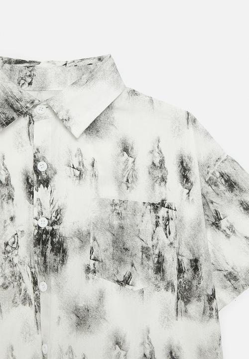 Pop Candy - Tie dye button shirt - black & white