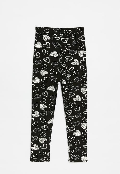 Pop Candy - Heart print leggings - black & white