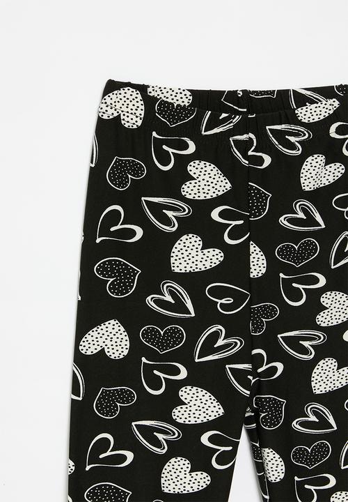 Pop Candy - Heart print leggings - black & white