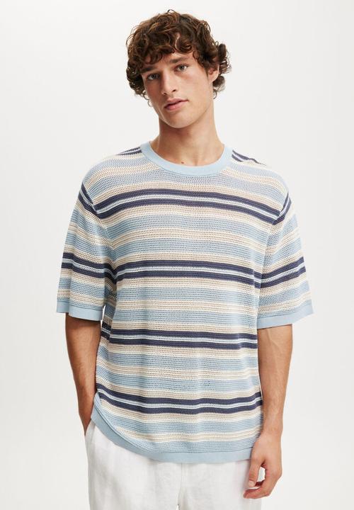 Cotton On - Knit Tee - Blue Summer Stripe