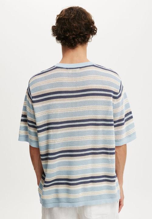 Cotton On - Knit Tee - Blue Summer Stripe