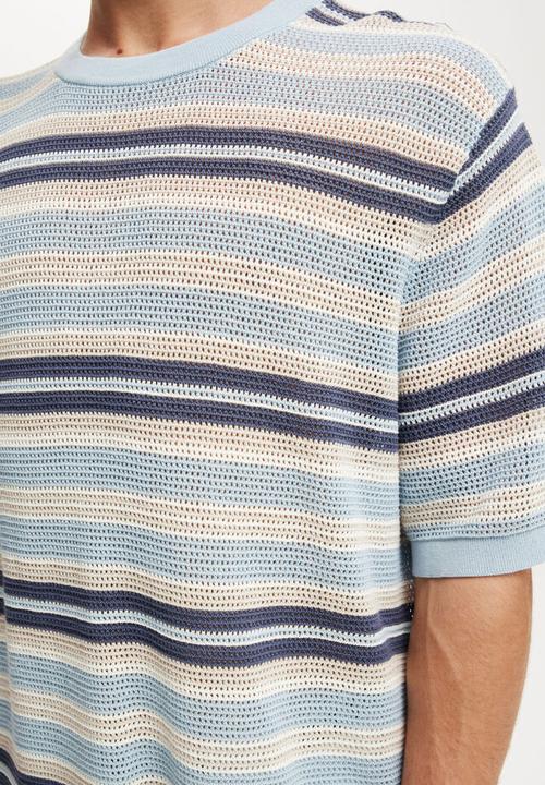 Cotton On - Knit Tee - Blue Summer Stripe