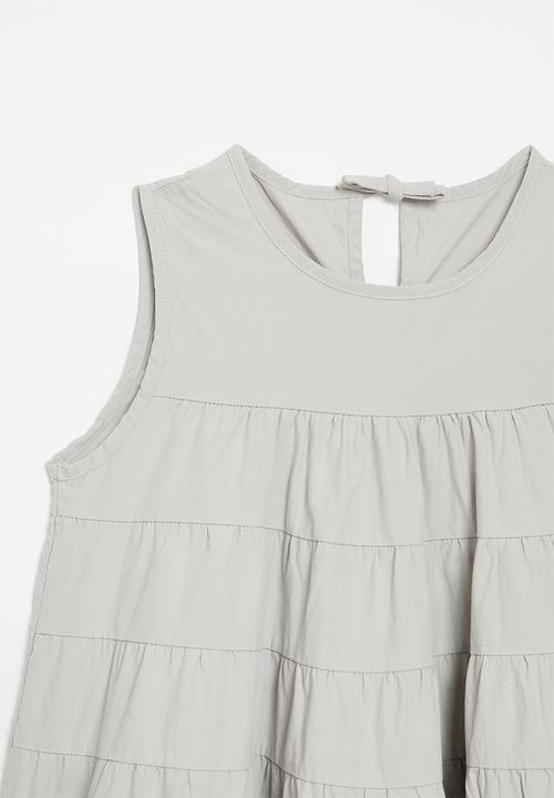 Pop Candy - Tiered tent dress with bow closure - light grey