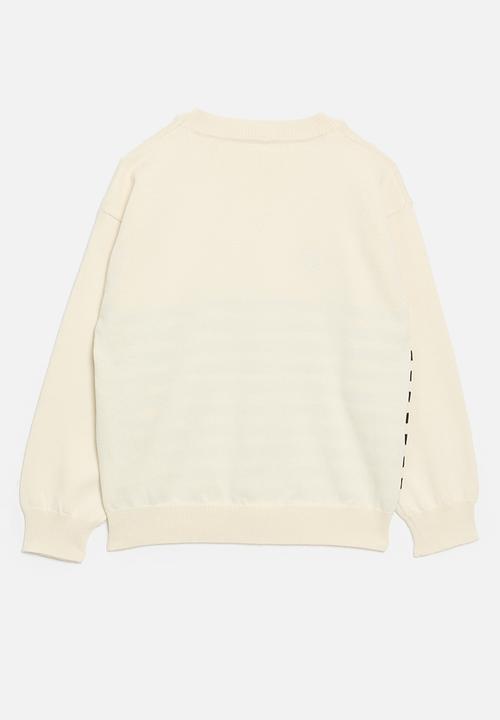 Pop Candy - Striped sweat top-ecru & blue