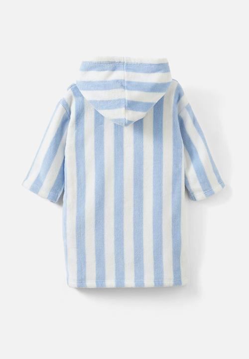 Cotton On - Baby zip through hooded towel - dawn blue/bold stripe