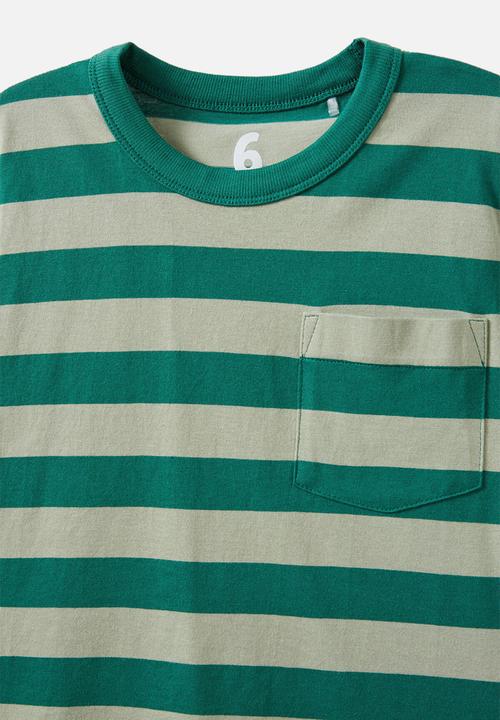 Cotton On - The essential short sleeve tee - varsity green/deep sage stripe