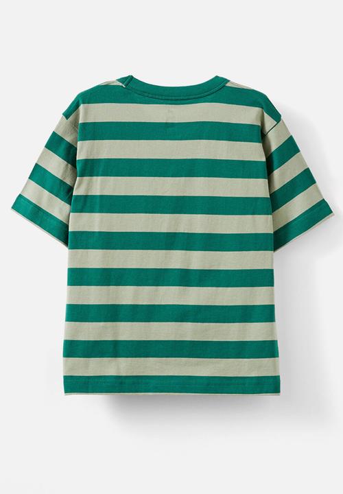 Cotton On - The essential short sleeve tee - varsity green/deep sage stripe