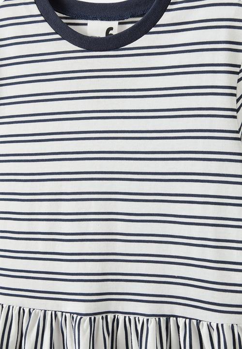 Cotton On - Willow short sleeve dress - vanilla/squid ink stripe