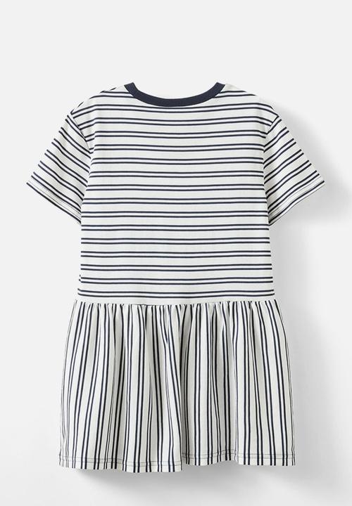 Cotton On - Willow short sleeve dress - vanilla/squid ink stripe