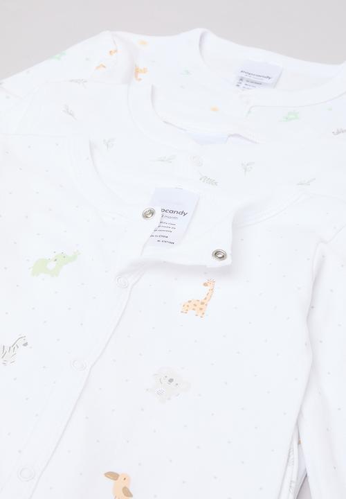 Pop Candy - 3 Pack sleepsuit - white