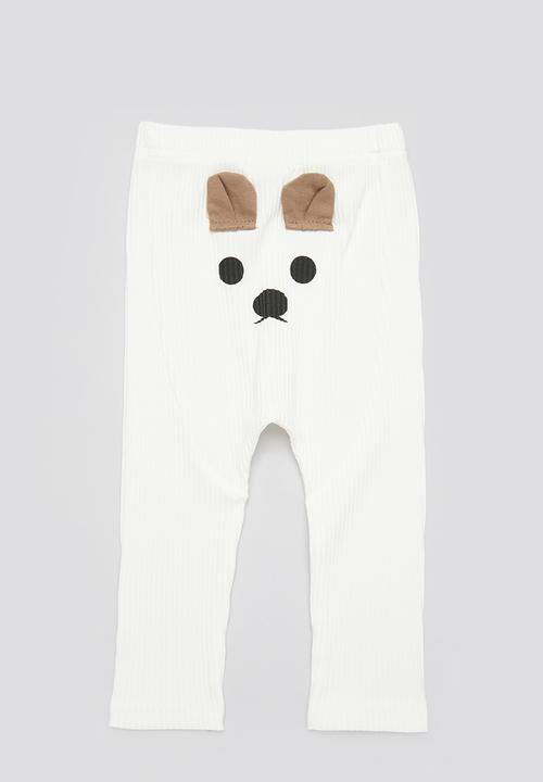 Pop Candy - Bear applique leggings - ecru