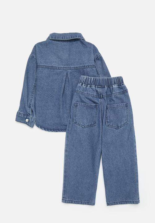 Pop Candy - Denim shirt & pants set - indigo blue