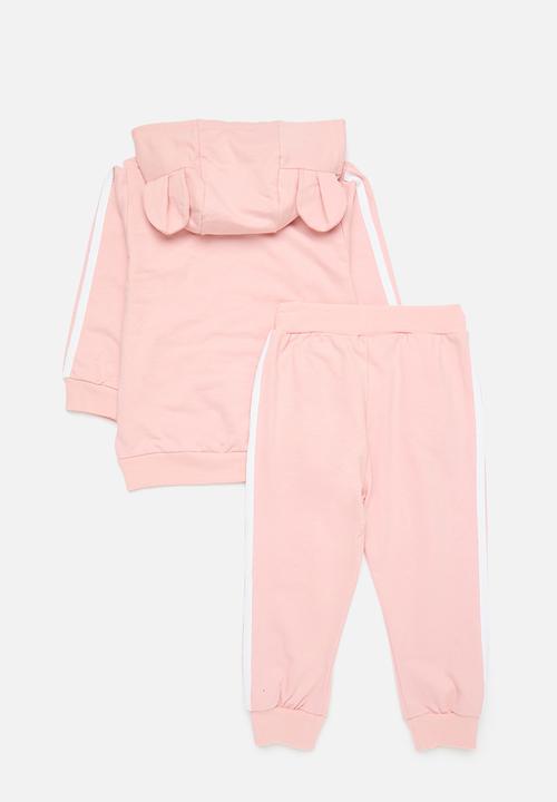Pop Candy - Hooded top & bottom set - pink & white