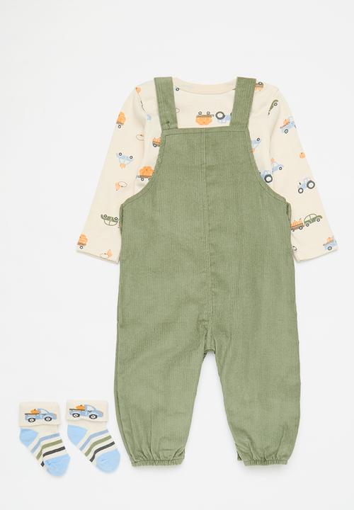 Pop Candy - 3 Piece dungaree set-green