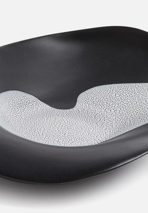 H&M - Large stoneware bowl - black patterned