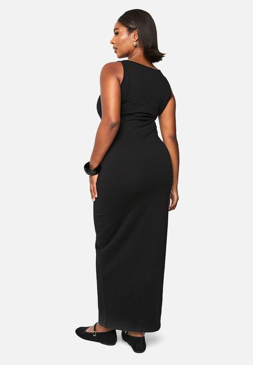 boohoo - Basic scoop neck maxi dress - black