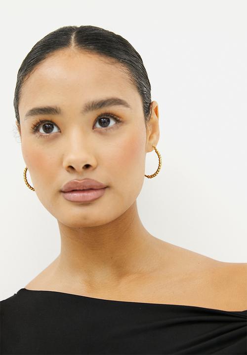 Zoe on Trend - Trend Hoop Studded Earring - gold