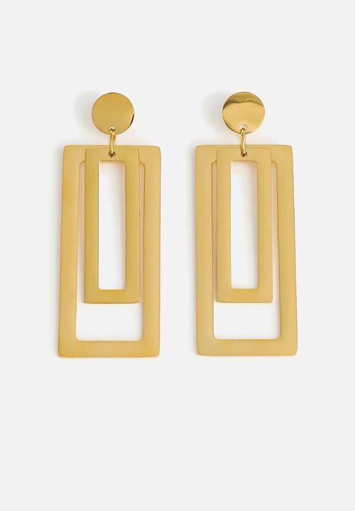 Zoe on Trend - Sleek Elongated Design Earrings - gold