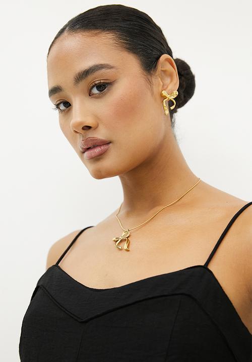 Zoe on Trend - Pretty Bow Necklace-gold
