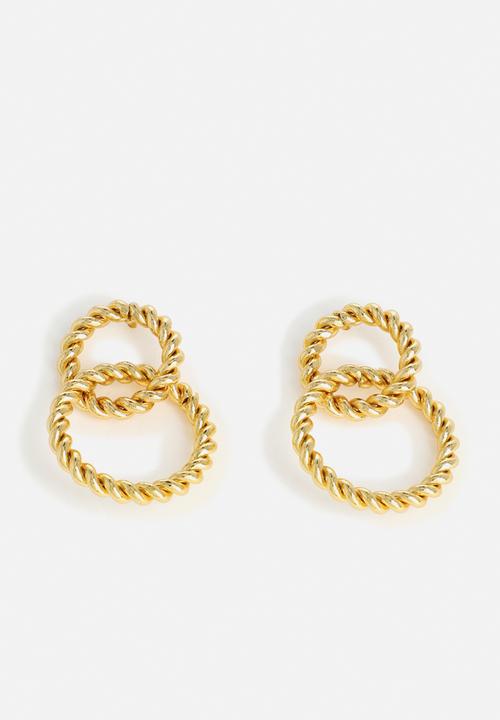 Zoe on Trend - Double-Drop Circle Earrings - gold
