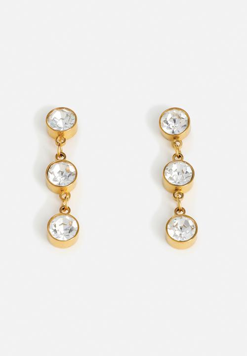 Zoe on Trend - Triple-Drop Hang Earrings - gold & silver