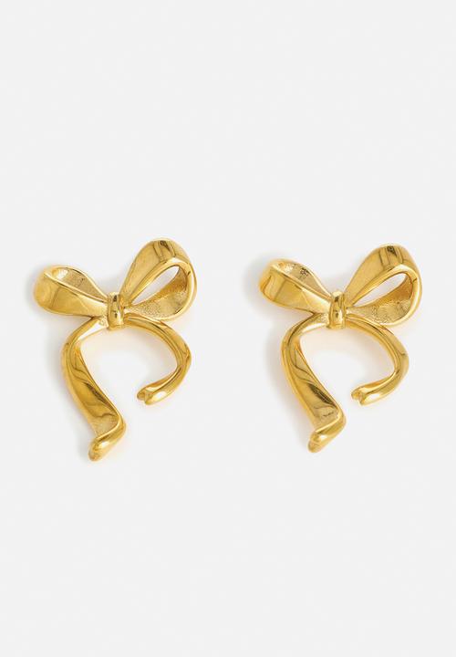Zoe on Trend - Pretty Bow Stud Earrings - gold