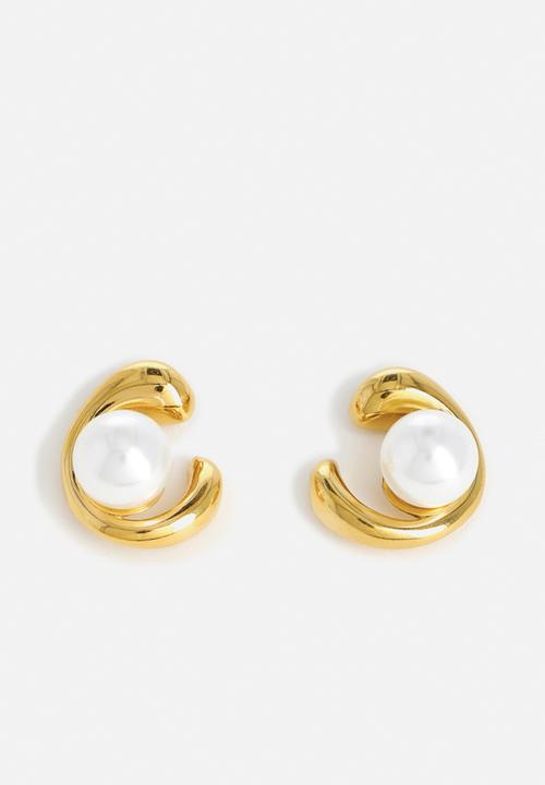 Zoe on Trend - Stylish Pearl Earrings - gold/white