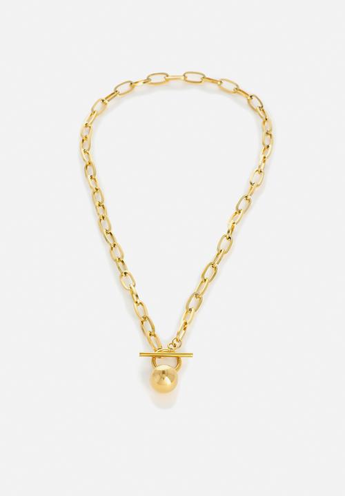 Zoe on Trend - Classic Fob and Ball Necklace - gold
