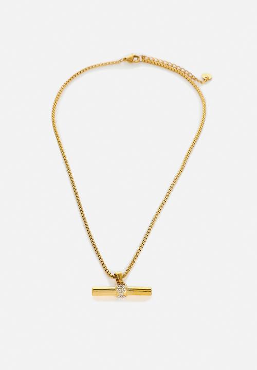 Zoe on Trend - Fashion T-Bar Necklace - gold & silver