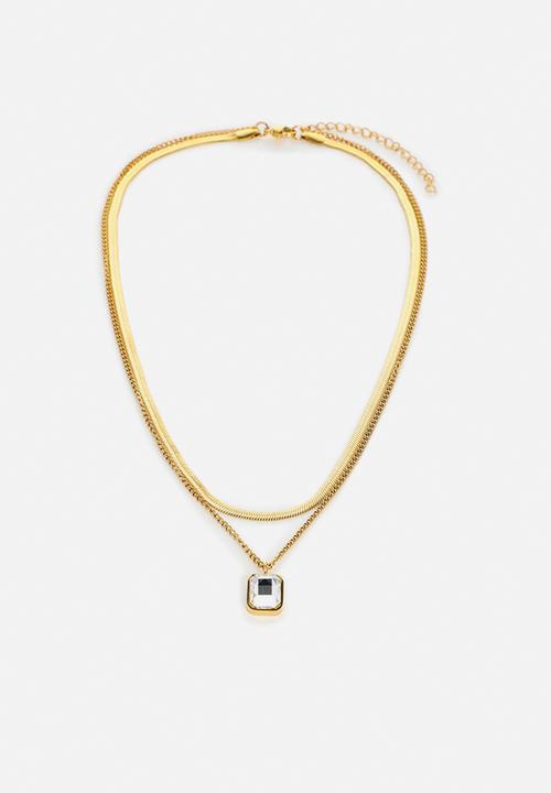 Zoe on Trend - Duet Snake and Pendant Necklace - gold & silver