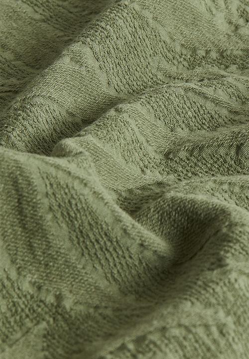 H&M - Jacquard-weave cotton tablecloth - dusty khaki green