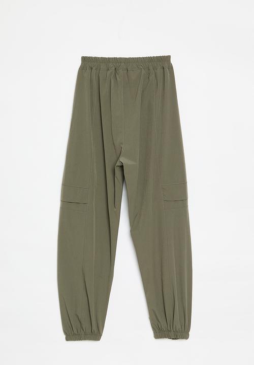 Pop Candy - Cuffed utility-style trousers - dark khaki