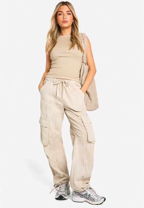 boohoo - Acid wash contrast stitch ribbed vest - brown