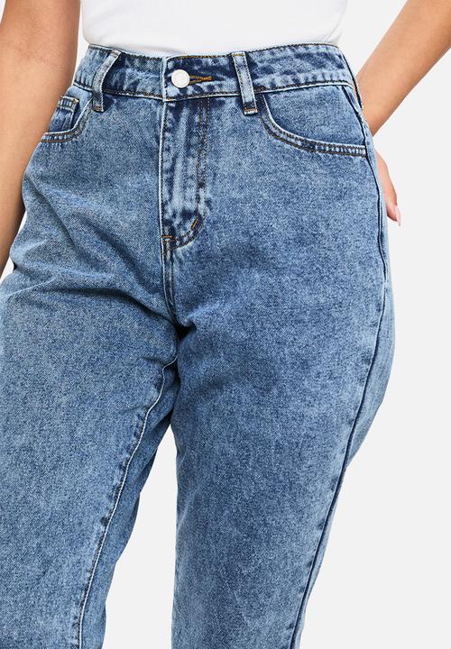 boohoo - Boohoo basics high waisted slim fit mom jeans - blue