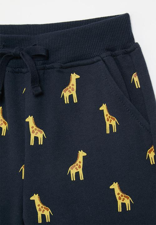 Pop Candy - Drawstring shorts - navy/giraffe aop