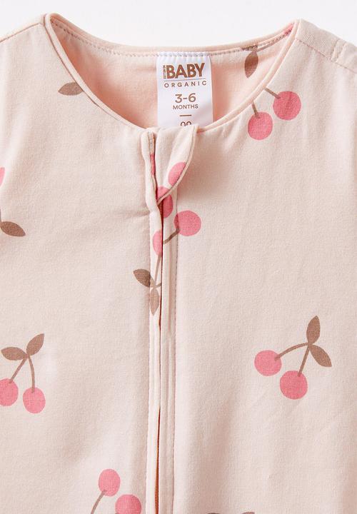 Cotton On - The short sleeve zip romper - pink pearl/summer cherries